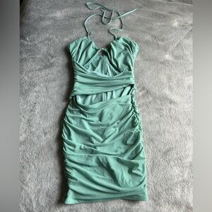 Oh Polly Mint Backless Cut Out  Ruched Dress Size 2